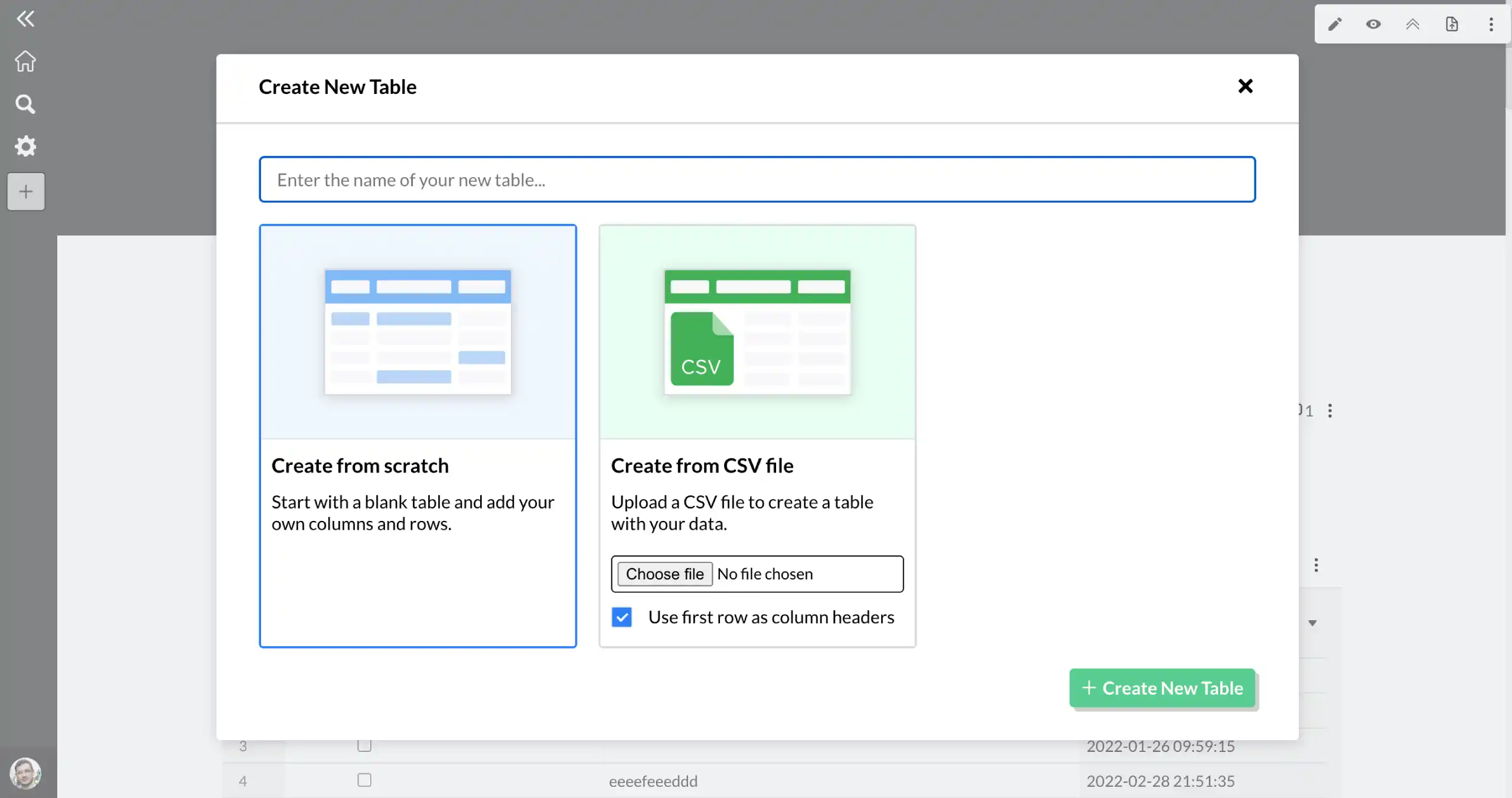 Import your data into a Morta table. image