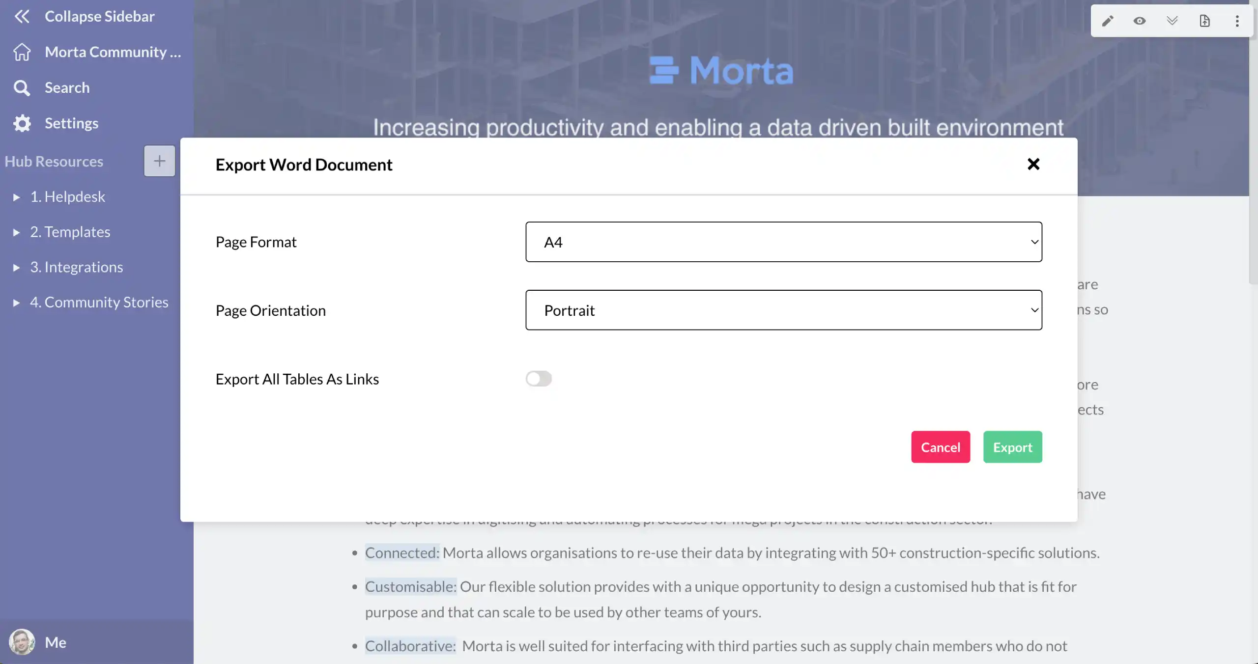 Export to Word. image