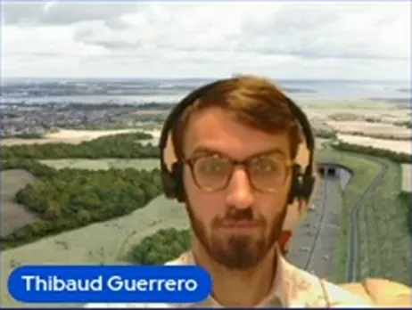 Thibaud Guerrero wearing glasses and a headset, with his webcast name label visible.