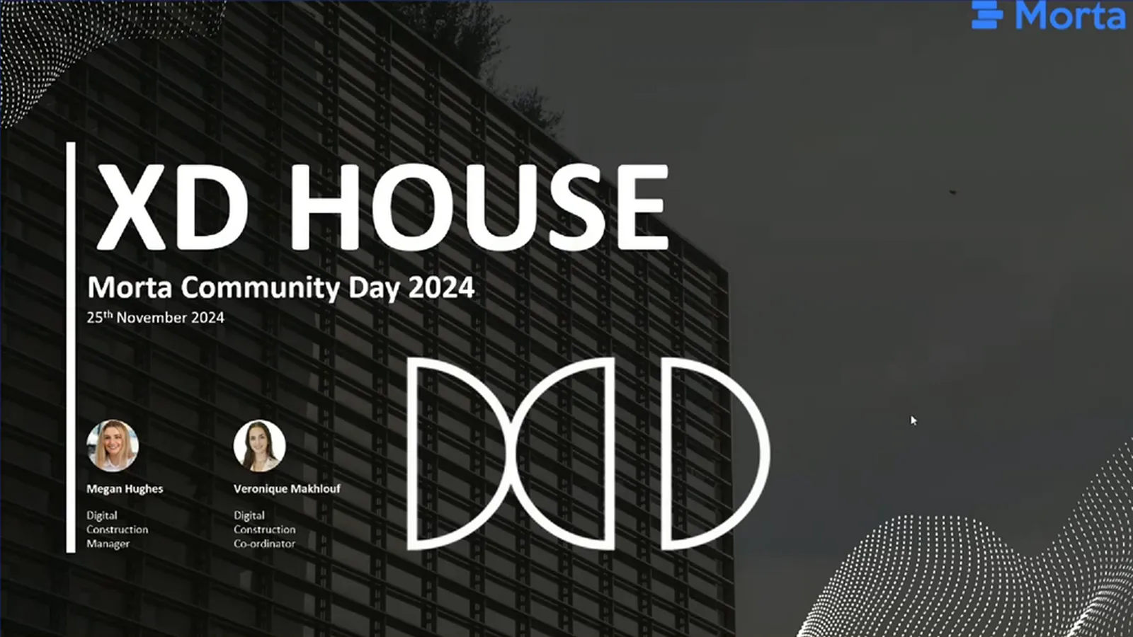 XD House presentation title naming Megan Hughes and Veronique Makhlouf, dated 25 November 2024