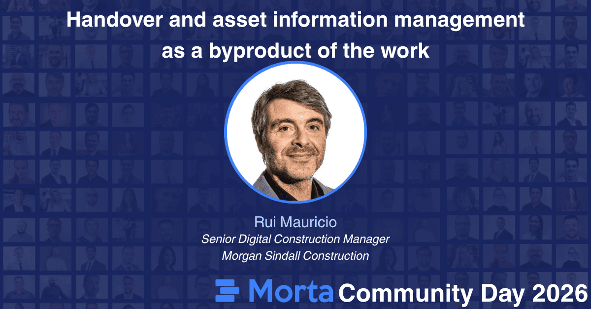 Session graphic for Handover and asset information management as a byproduct of work, featuring Rui Mauricio.