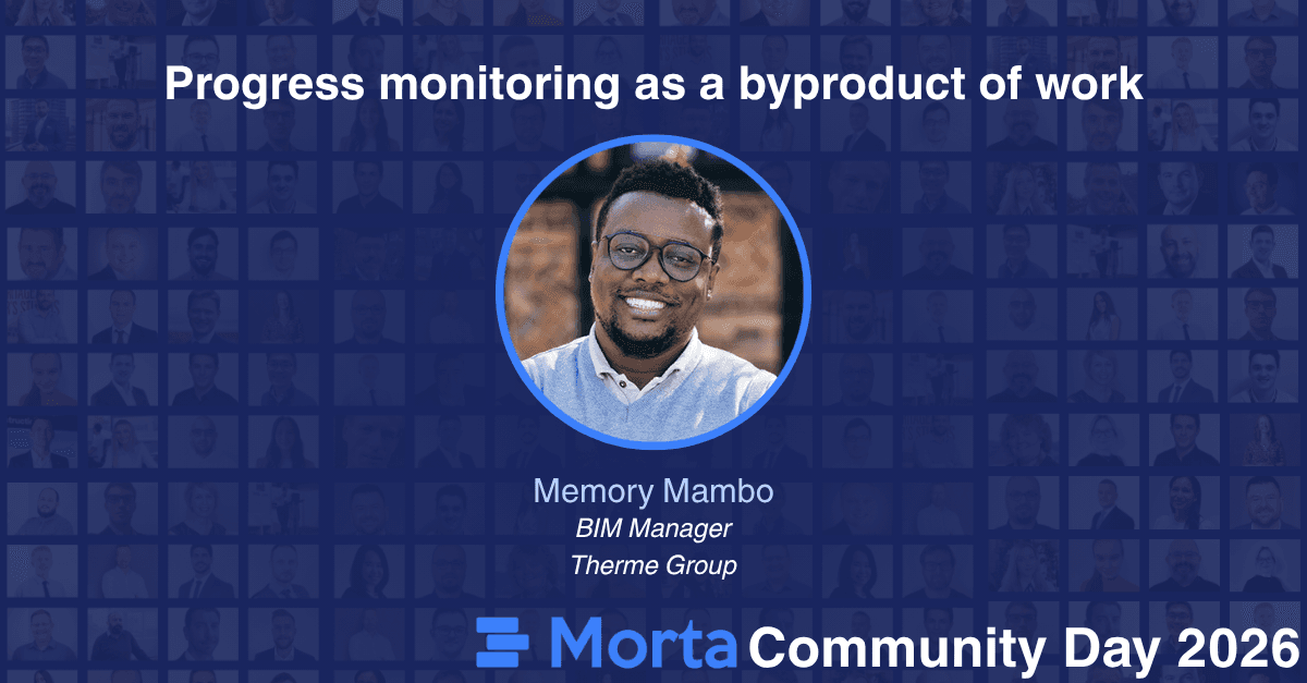 Session graphic for Progress monitoring on site as a byproduct of work, featuring Memory Mambo.
