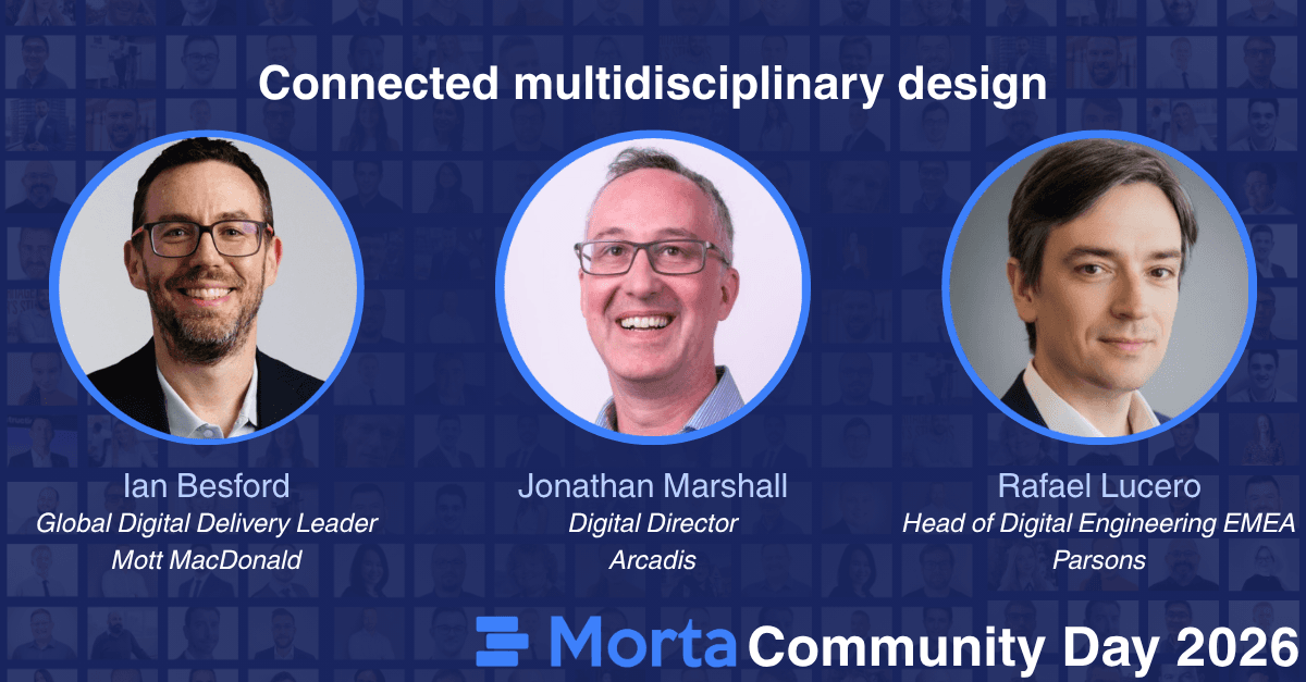 Session graphic for The future of multidisciplinary design, featuring Ian Besford, Jonathan Marshall and Rafael Lucero.